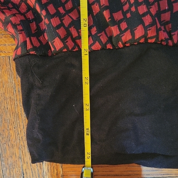 AB Studio Red and Black Boxy 3/4 Sleeve Blouse SIZE XL - Picture 10 of 11